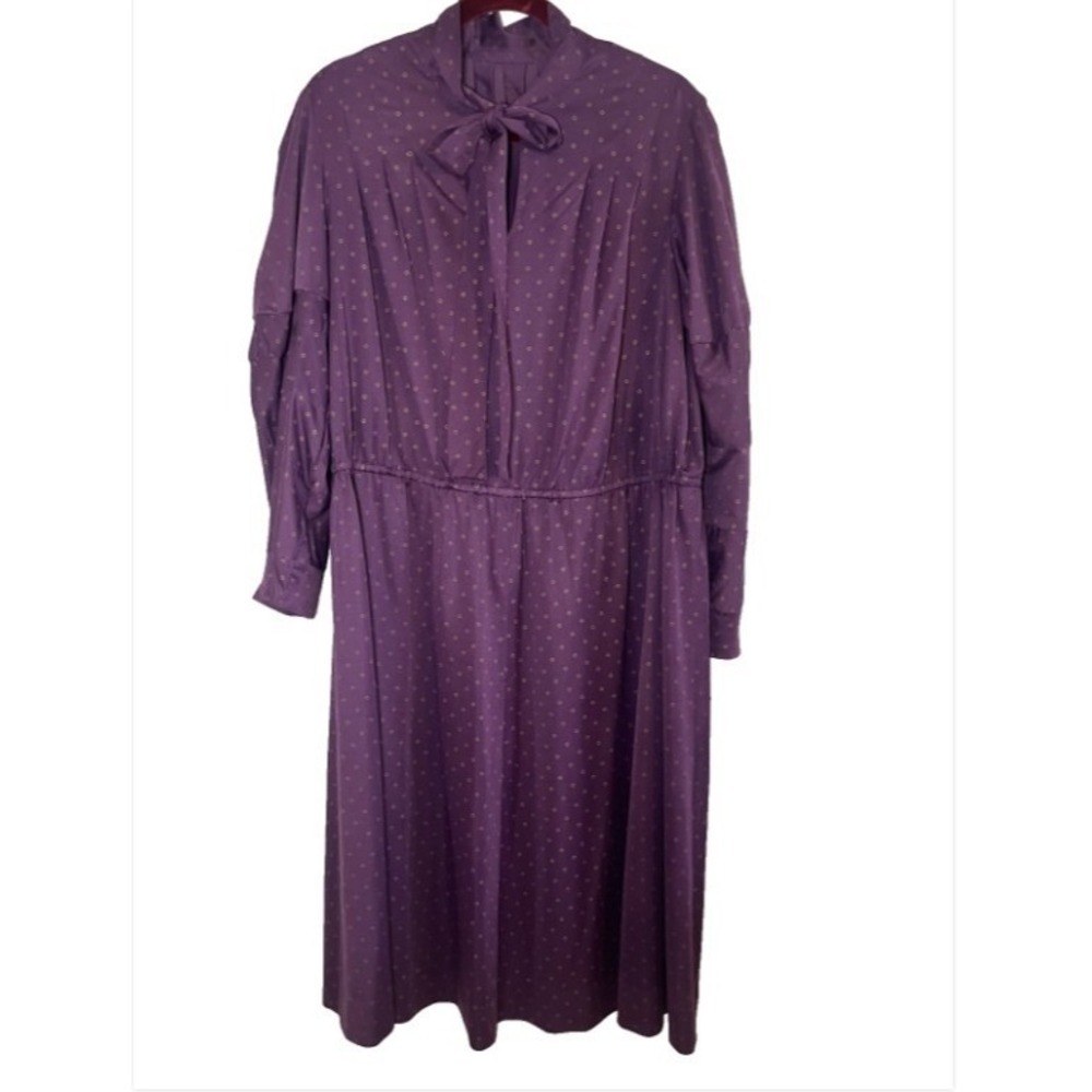 Vintage Handmade Shirt Dress Purple 20 Artsy Secretary Geek Mod Retro 1970s Chic